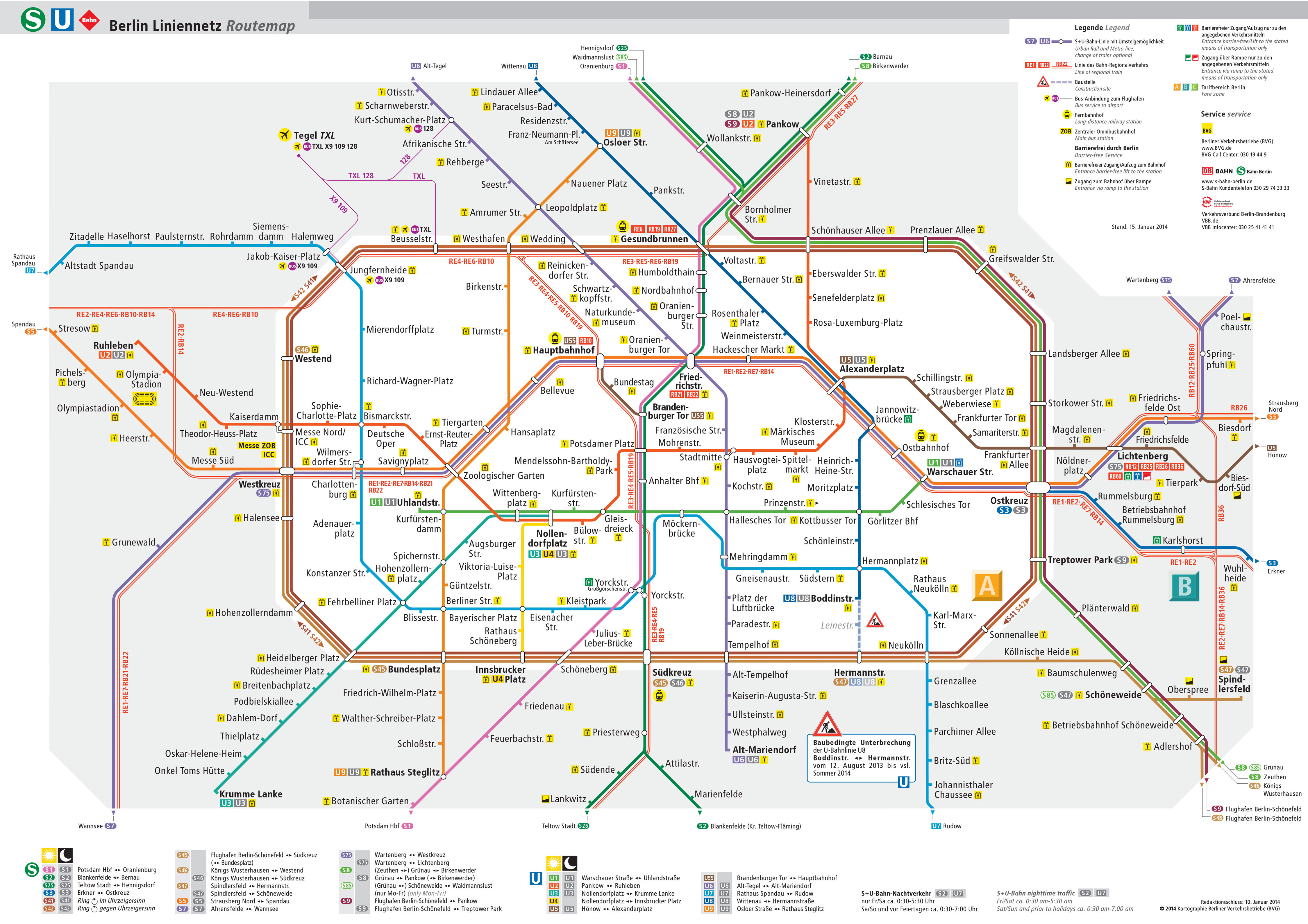 Mapa do metrô (u bahn) e de Berlim estações e linhas