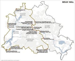 Mapa da muro no centro de Berlim