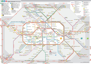 Mapa da rede de trens urbano e metropolitano de Berlim