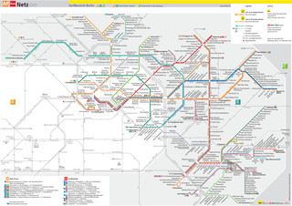 Mapa da rede de bondes, electrico, tram, tramway de Berlim